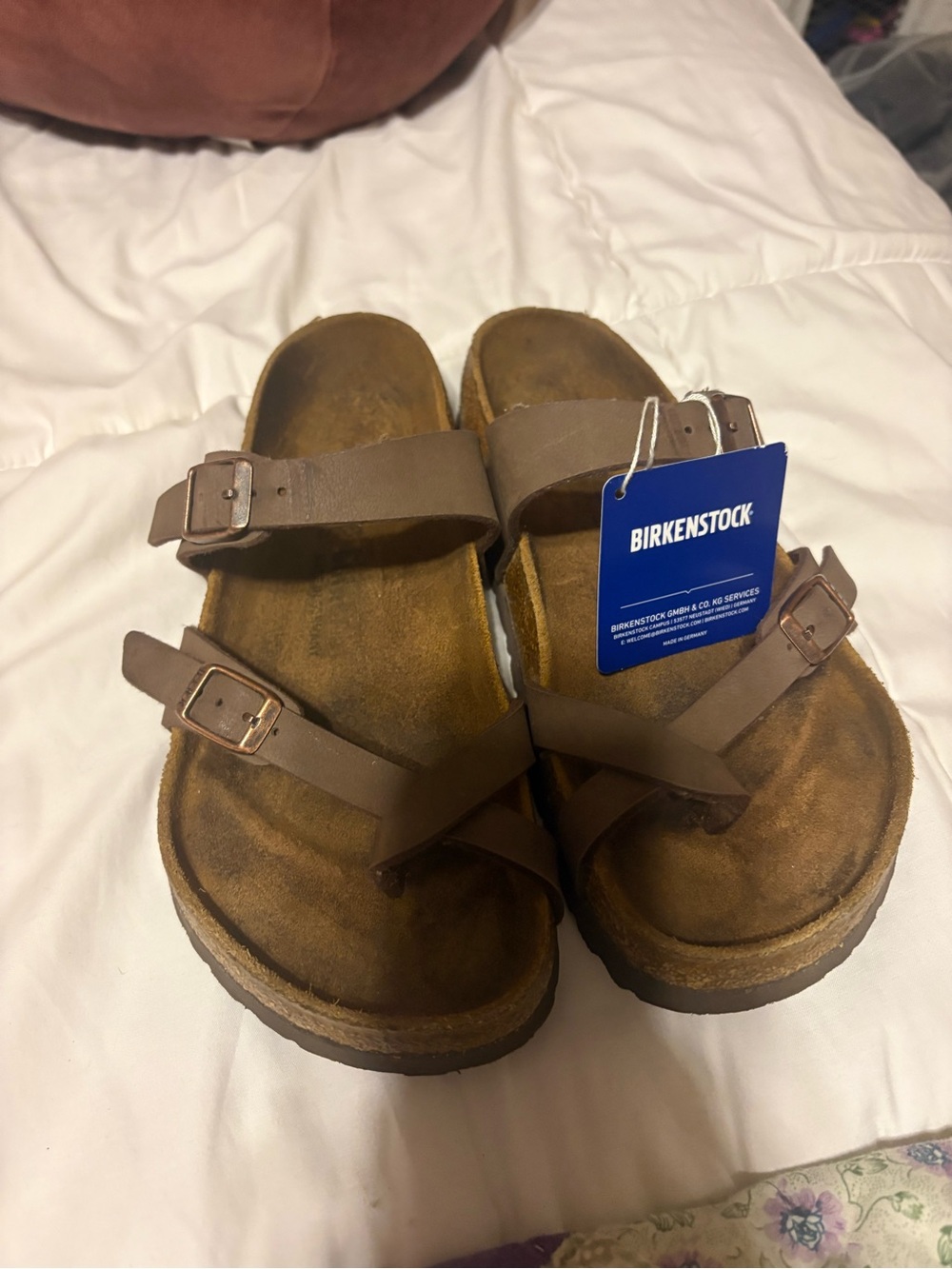 Birkenstock Brown Two-Strap Sandals with Buckles
